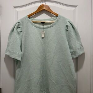 Talbots Green Puff Sleeve Blouse Relaxed Fit